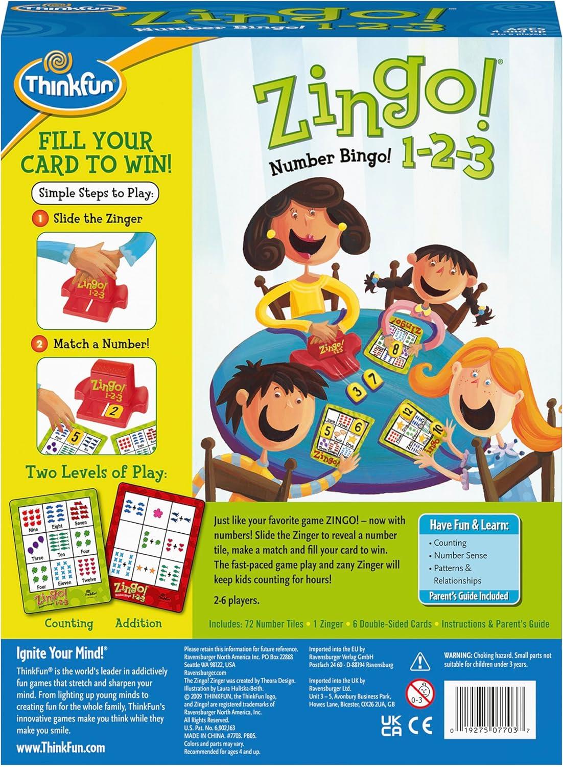imageThink Fun Zingo 123ThinkFun Zingo 123 Number Bingo Game Perfect for Kids Aged 4 and Up AwardWinning Toy of the Year Nominee