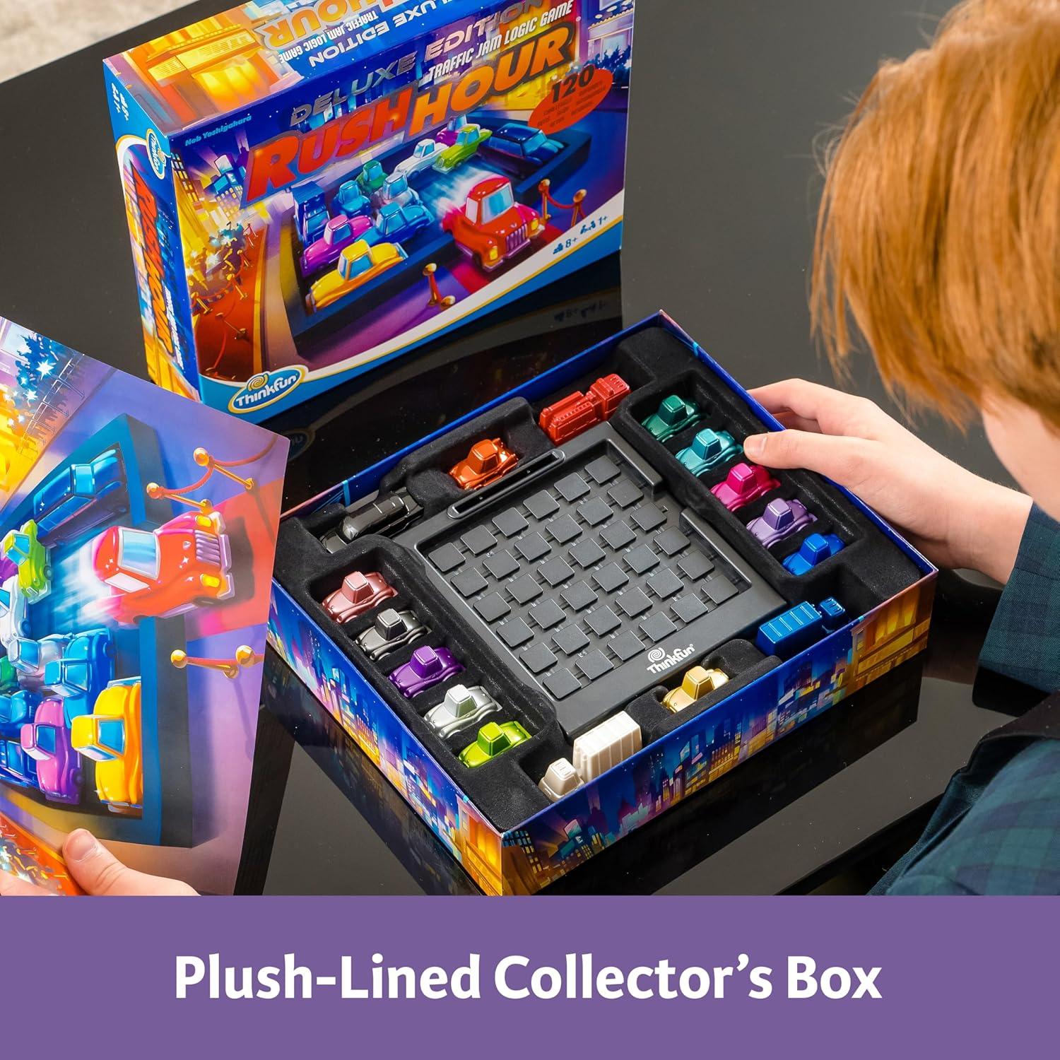 imageThinkFun Rush Hour Deluxe The Gamers Logic Game Navigate 120 Traffic Challenges with Collectors Edition Limo and Metallic Design Ages 8New Packaging