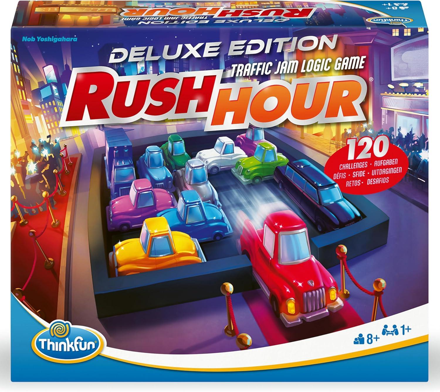 imageThinkFun Rush Hour Deluxe The Gamers Logic Game Navigate 120 Traffic Challenges with Collectors Edition Limo and Metallic Design Ages 8New Packaging