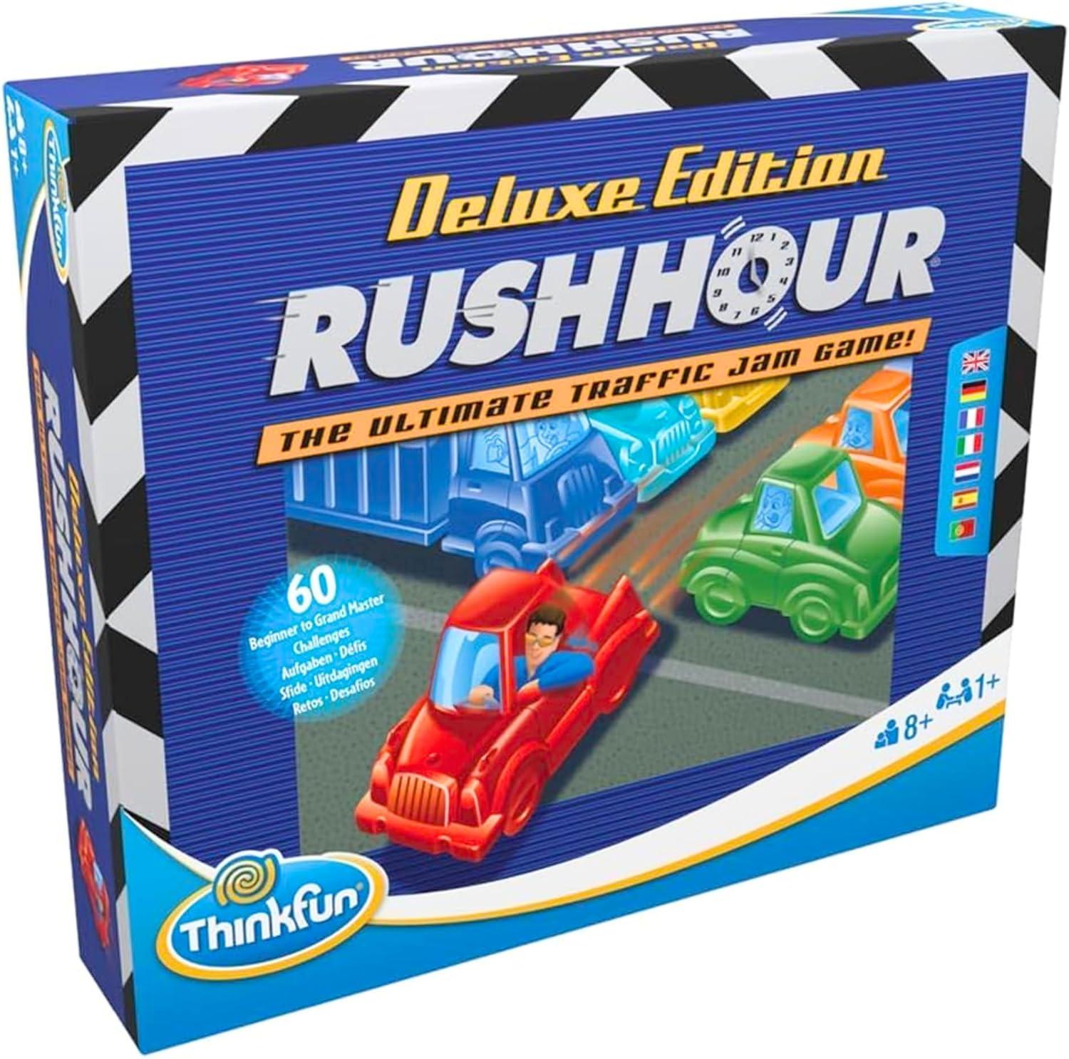 imageThinkFun Rush Hour Deluxe The Gamers Logic Game Navigate 120 Traffic Challenges with Collectors Edition Limo and Metallic Design Ages 8Original Packaging