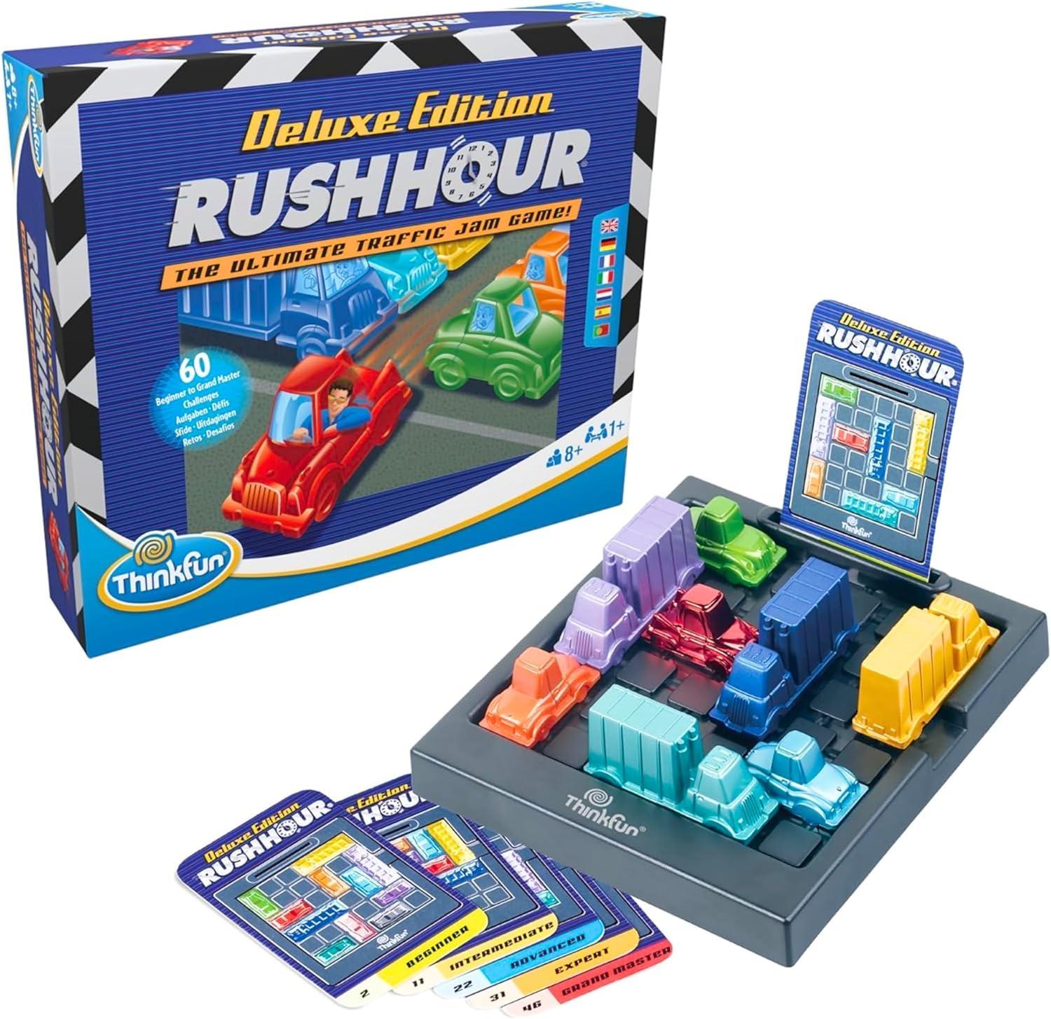 imageThinkFun Rush Hour Deluxe The Gamers Logic Game Navigate 120 Traffic Challenges with Collectors Edition Limo and Metallic Design Ages 8Original Packaging
