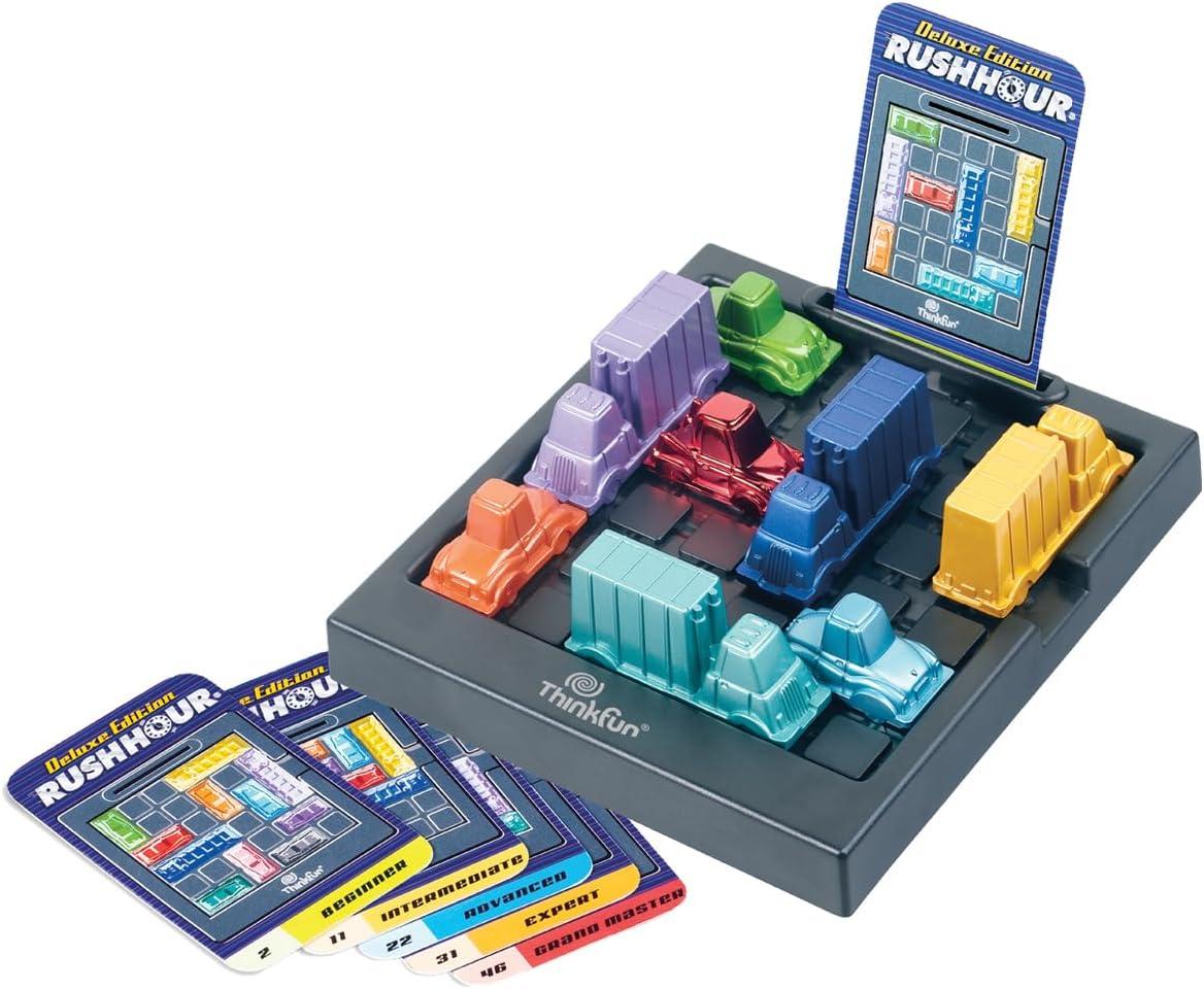 imageThinkFun Rush Hour Deluxe The Gamers Logic Game Navigate 120 Traffic Challenges with Collectors Edition Limo and Metallic Design Ages 8Original Packaging