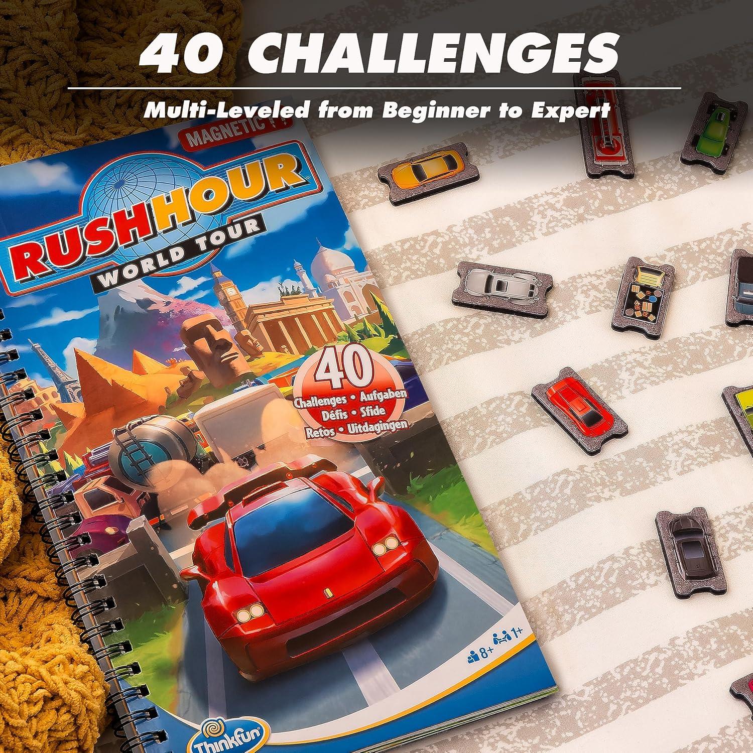 imageThinkFun Rush Hour World Tour Magnetic Travel Puzzle Embark on a Global Adventure of Logic and Strategy in a Compact Travel Edition