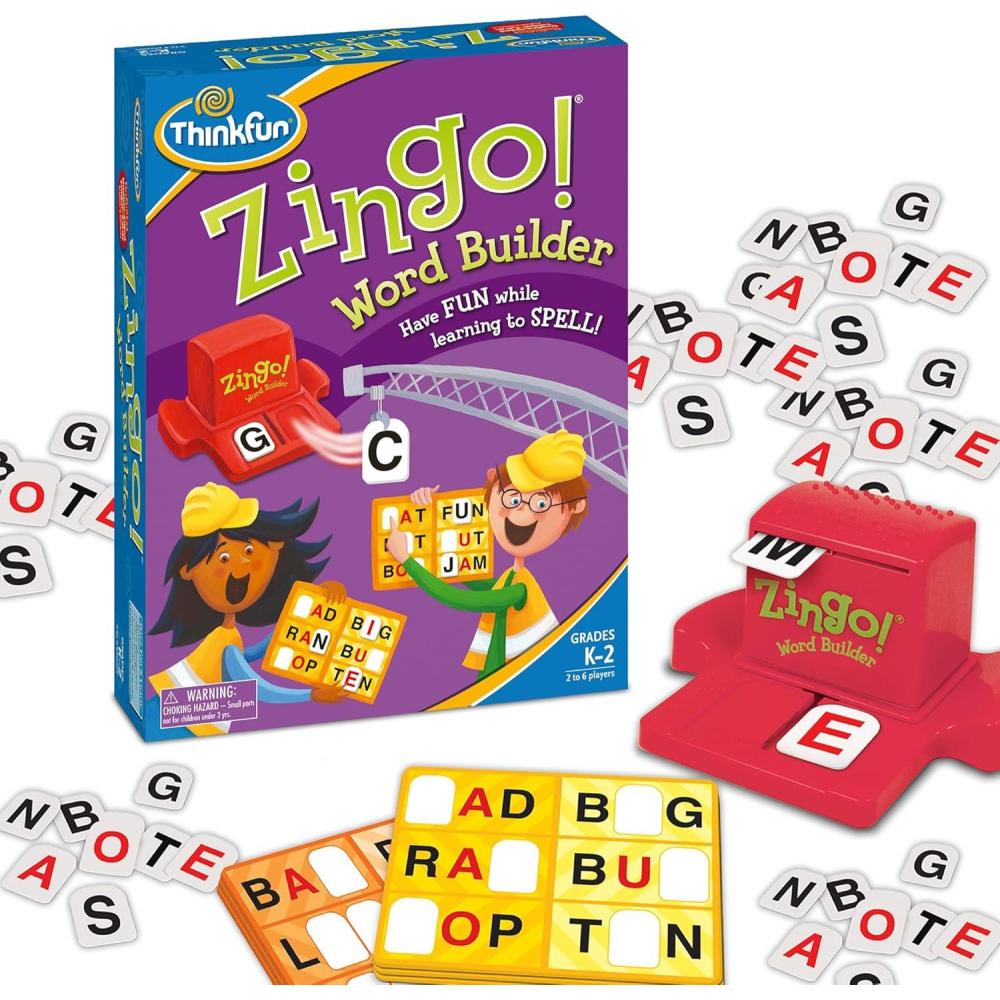 imageThinkFun 7706T Zingo Word Builder Early Reading Game Award Winning Game for PreReaders and Early ReadersThinkFun Zingo Word Builder Classic Early Reading Game Enhances Vocabulary Spelling Skills AwardWinning Educational Toy for Kids and Adults