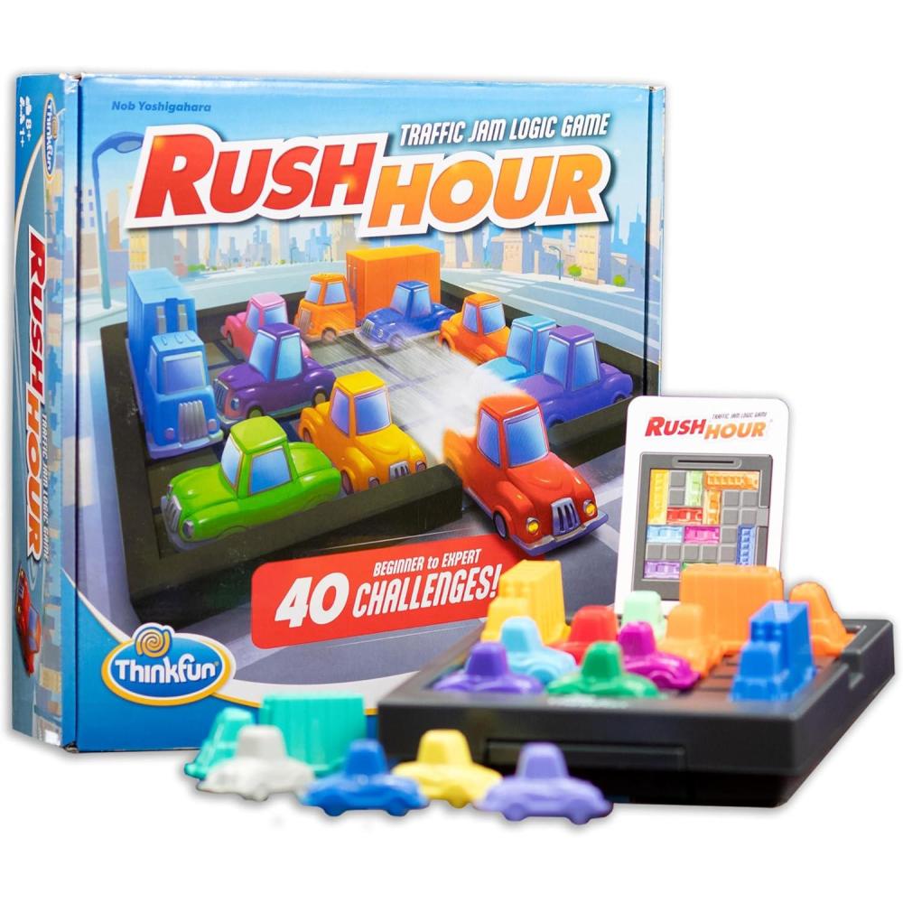 imageThinkFun Rush Hour Traffic Jam Logic Game Engaging STEM Toy for Kids Age 8 and Up Enhances Reasoning ampamp Planning Skills MESH Accredited 20 Awards Trusted Worldwide Seller for Over 20 Years882 inches W x 921 inches L x 01 inches H