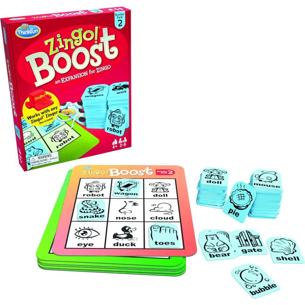 imageThinkFun Zingo Booster Pack 2 Expansion Pack for Popular Zingo Game Designed for Kids Ages 4 and Up BrainStimulating Word Puzzle Game Trusted by Families Worldwide