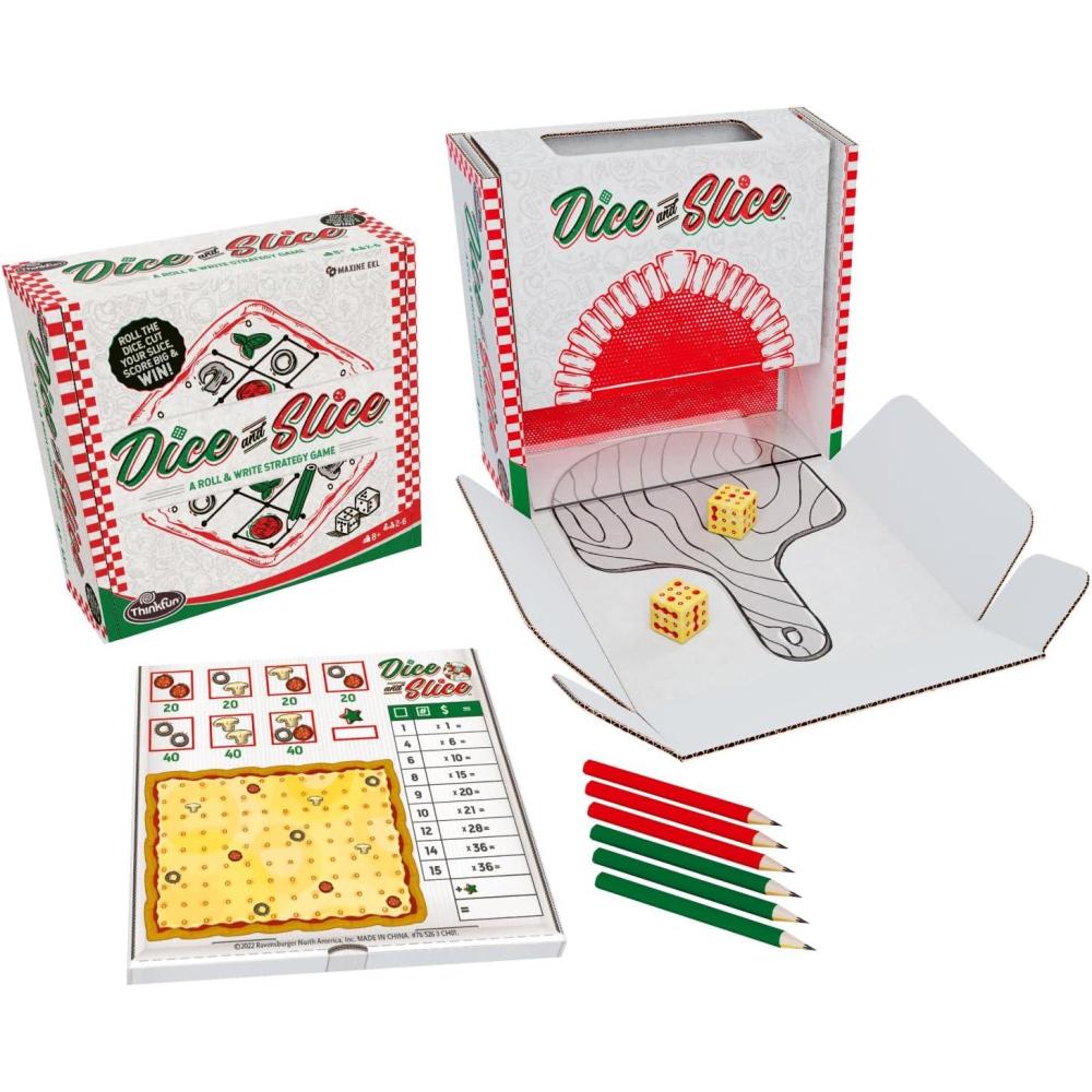 imageThinkFuns Dice and Slice Pizza Party Dice Game Deliciously Strategic Pizza Slicing Game