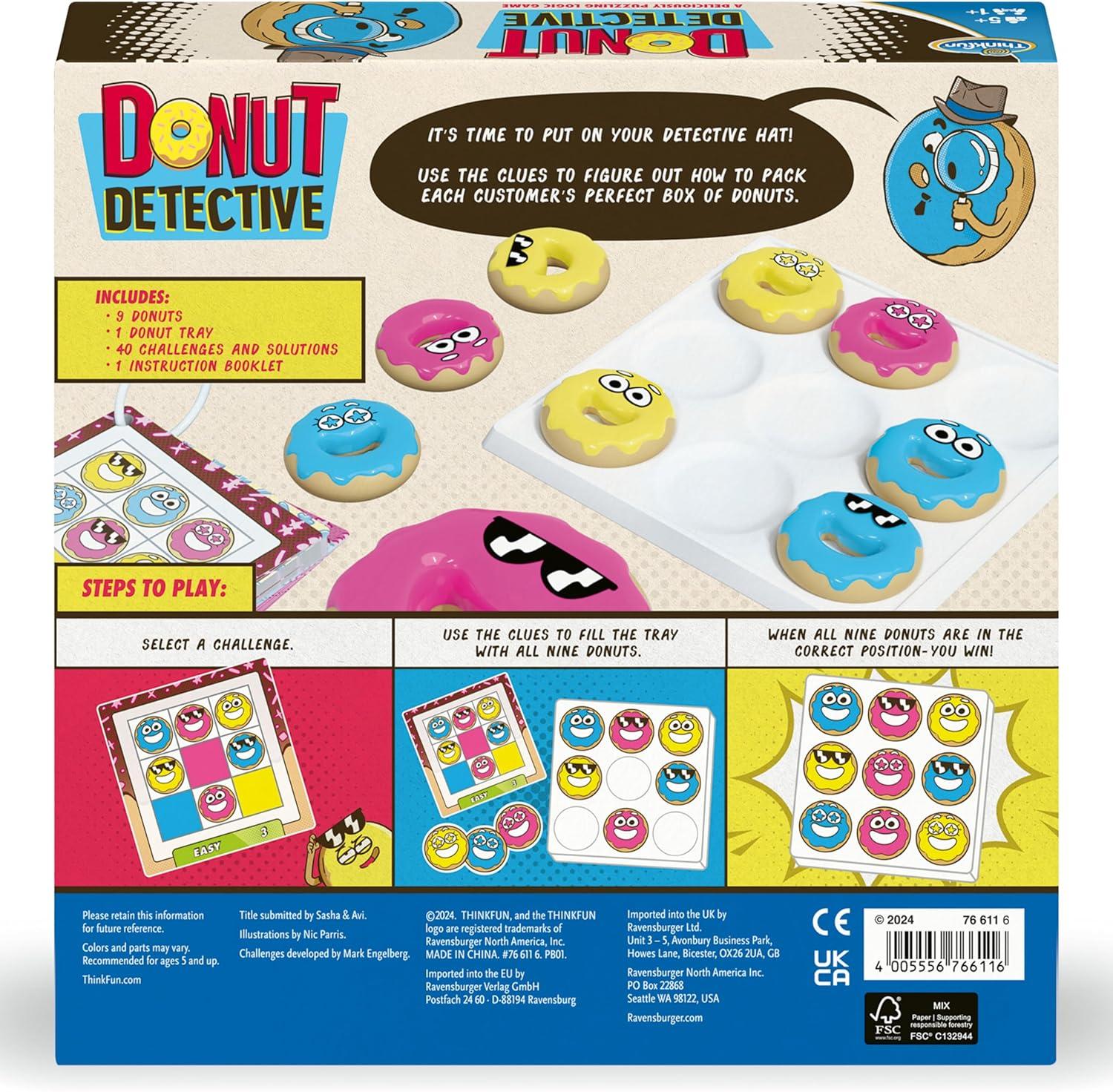 imageThinkFun Donut Detective A Deliciously Puzzling Logic Game Strengthens ProblemSolving Skills with 40 Challenging Puzzles Ages 8