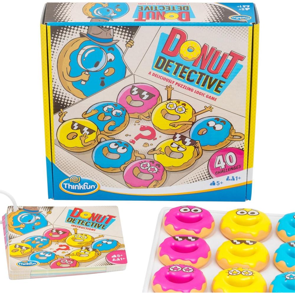 imageThinkFun Donut Detective A Deliciously Puzzling Logic Game Strengthens ProblemSolving Skills with 40 Challenging Puzzles Ages 8