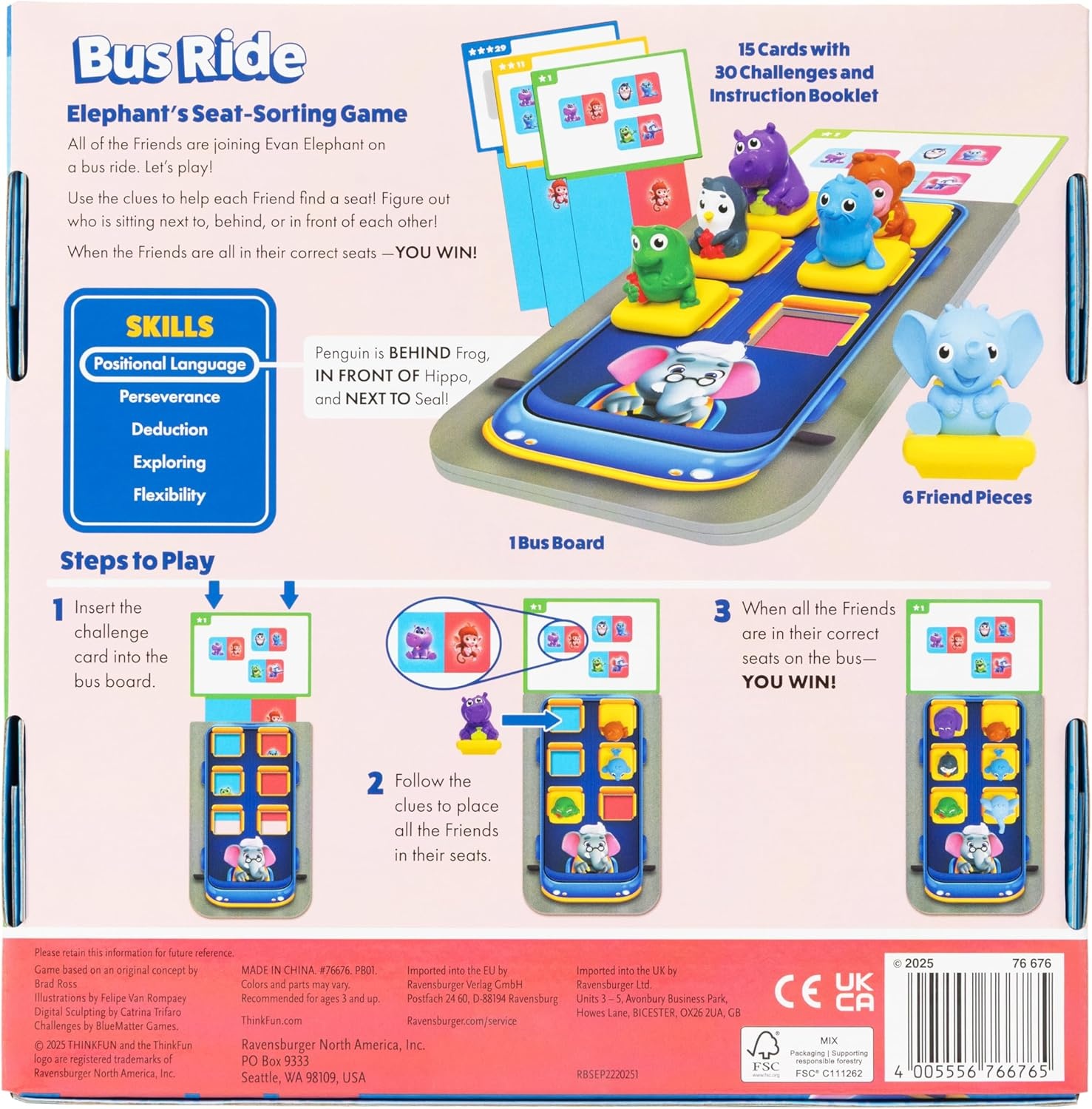 imageThinkFun Friends Bus Ride Positional Sorting Puzzle for Preschoolers Promotes HandsOn Learning Ages 3