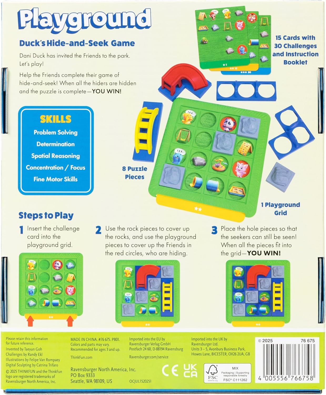 imageThinkFun Friends Playground Hide amp Seek Puzzle Game for Preschoolers 30 Challenges for ProblemSolving Fun Ages 3