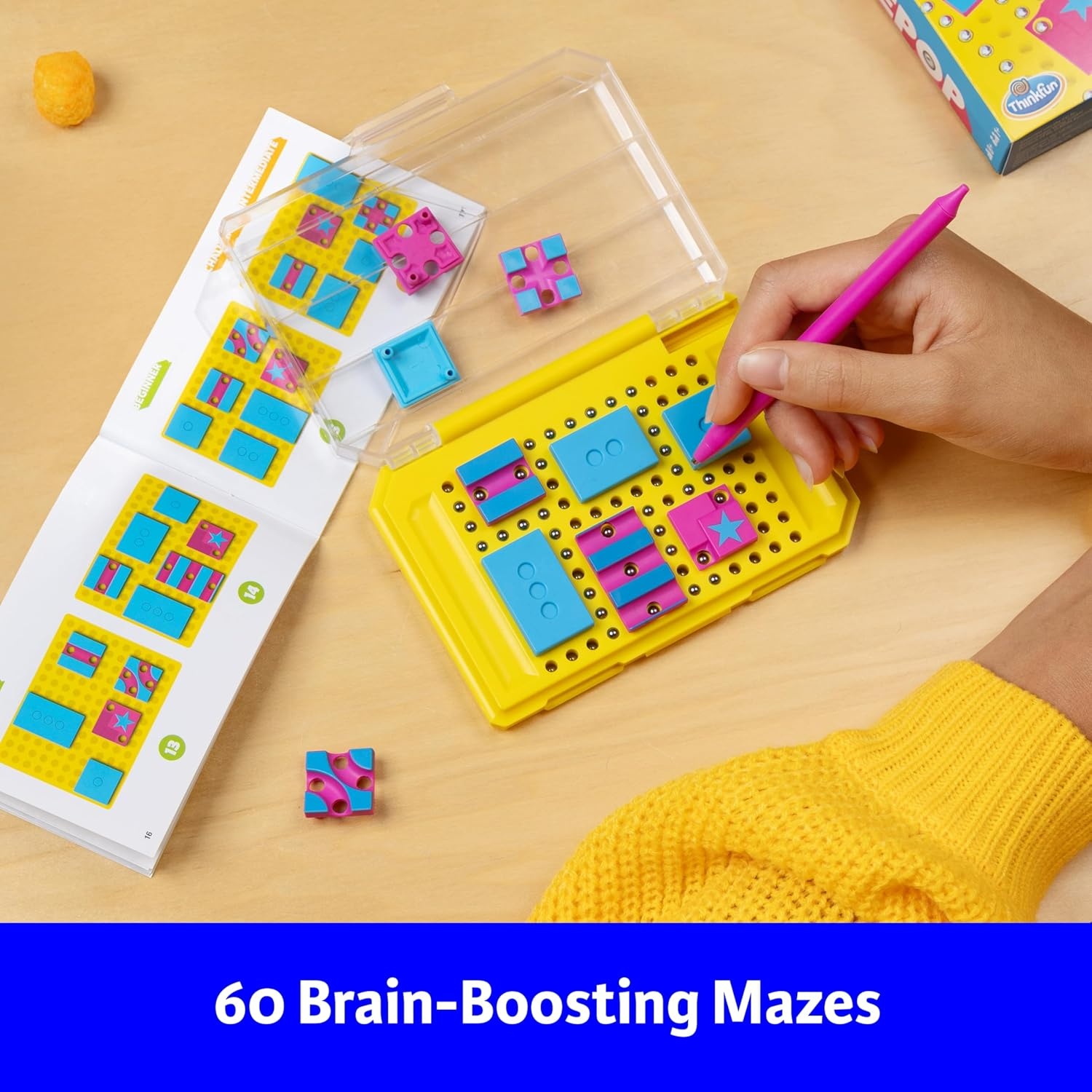 imageThinkFun MazePop Magnetic Puzzle Game 60 BrainBoosting Mazes TravelFriendly Logic Toy Ages 8