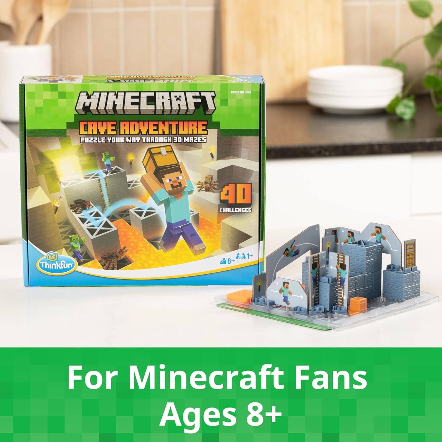 imageThinkFun Minecraft Cave Adventure ScreenFree Strategy Puzzle Game 40 Logic Challenges Ages 8
