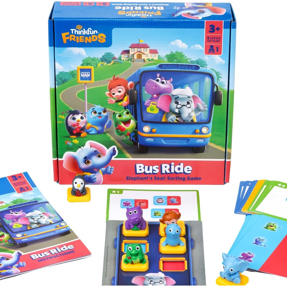 imageThinkFun Friends Bus Ride Positional Sorting Puzzle for Preschoolers Promotes HandsOn Learning Ages 3