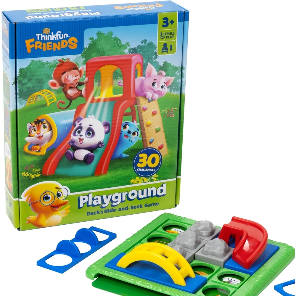 imageThinkFun Friends Playground Hide amp Seek Puzzle Game for Preschoolers 30 Challenges for ProblemSolving Fun Ages 3