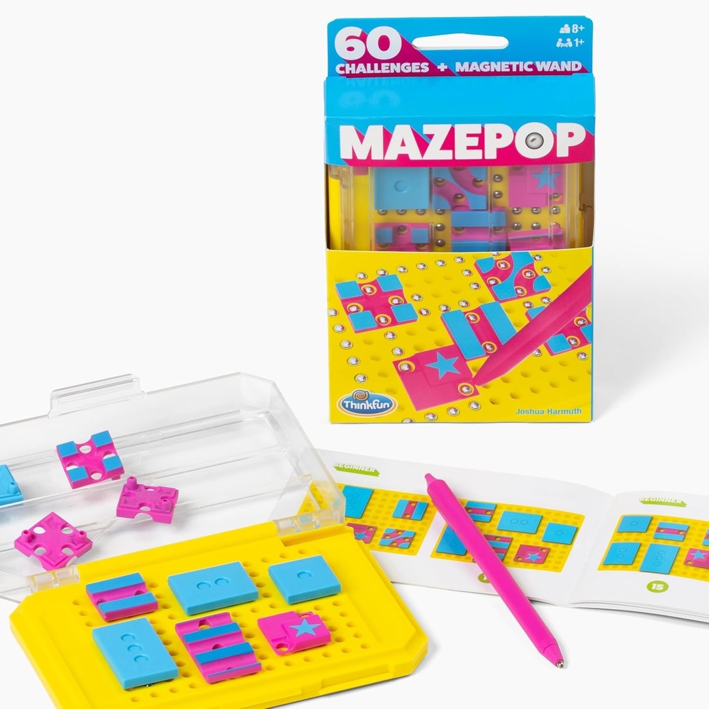 imageThinkFun MazePop Magnetic Puzzle Game 60 BrainBoosting Mazes TravelFriendly Logic Toy Ages 8