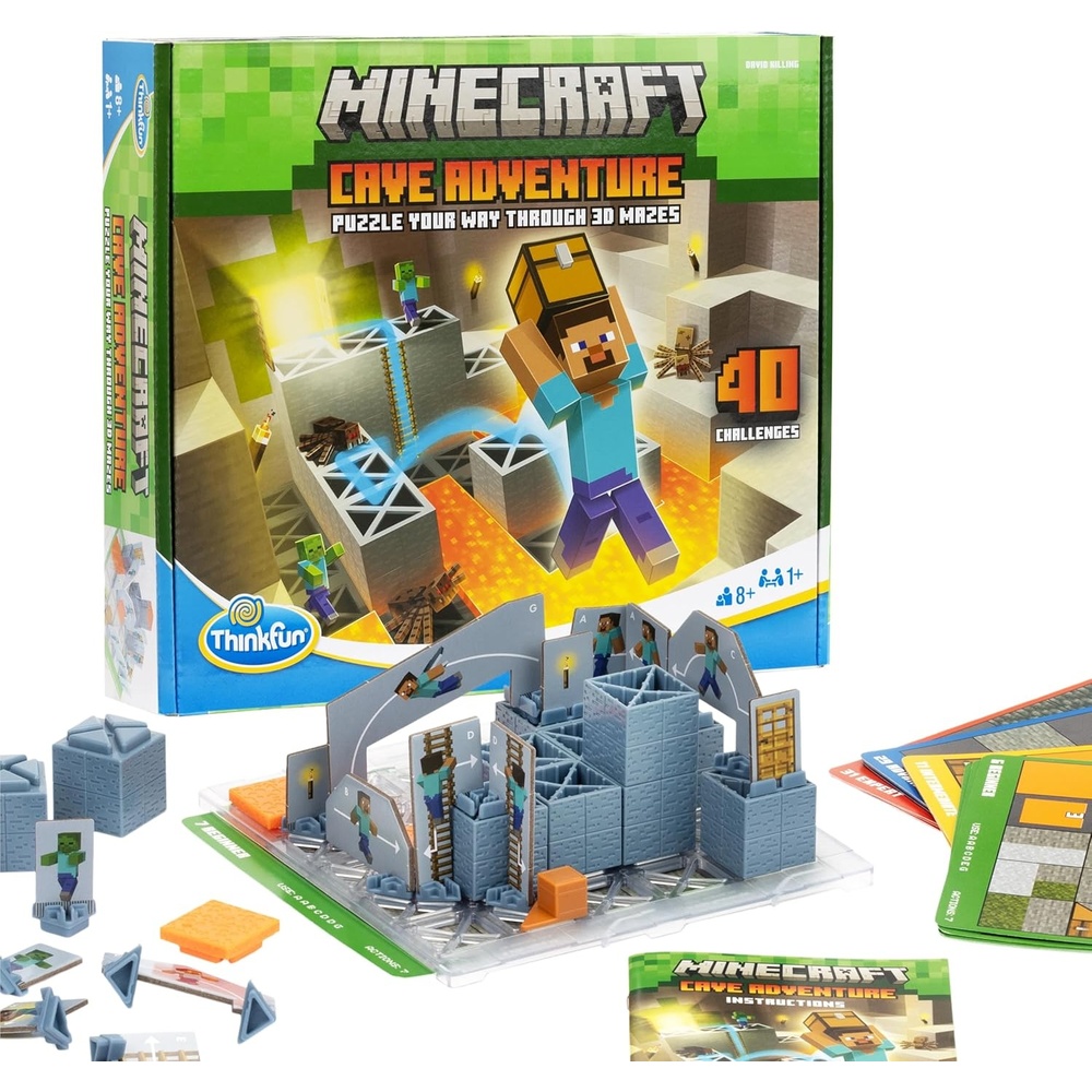 imageThinkFun Minecraft Cave Adventure ScreenFree Strategy Puzzle Game 40 Logic Challenges Ages 8